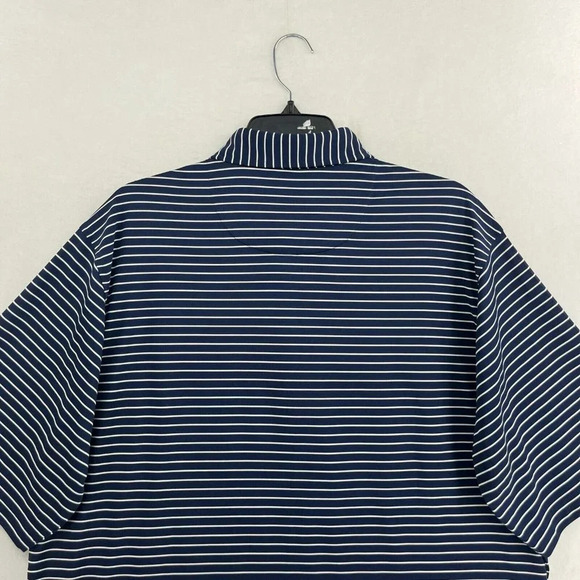 Donald Ross Golf Polo Shirt Mens L Blue Striped 3-Button Collared Short Sleeves - Picture 8 of 12